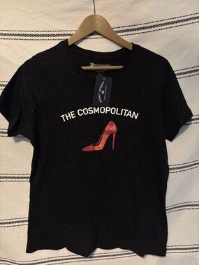 MGM Resorts "The Cosmopolitan" Black Short Sleeve Tee with Red Heel Graphic